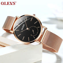 Relojes de pulsera analógicos con caja de acero inoxidable de buena calidad para mujer OLEVS 5190 Reloj de pulsera minimalista Relogio Feminino